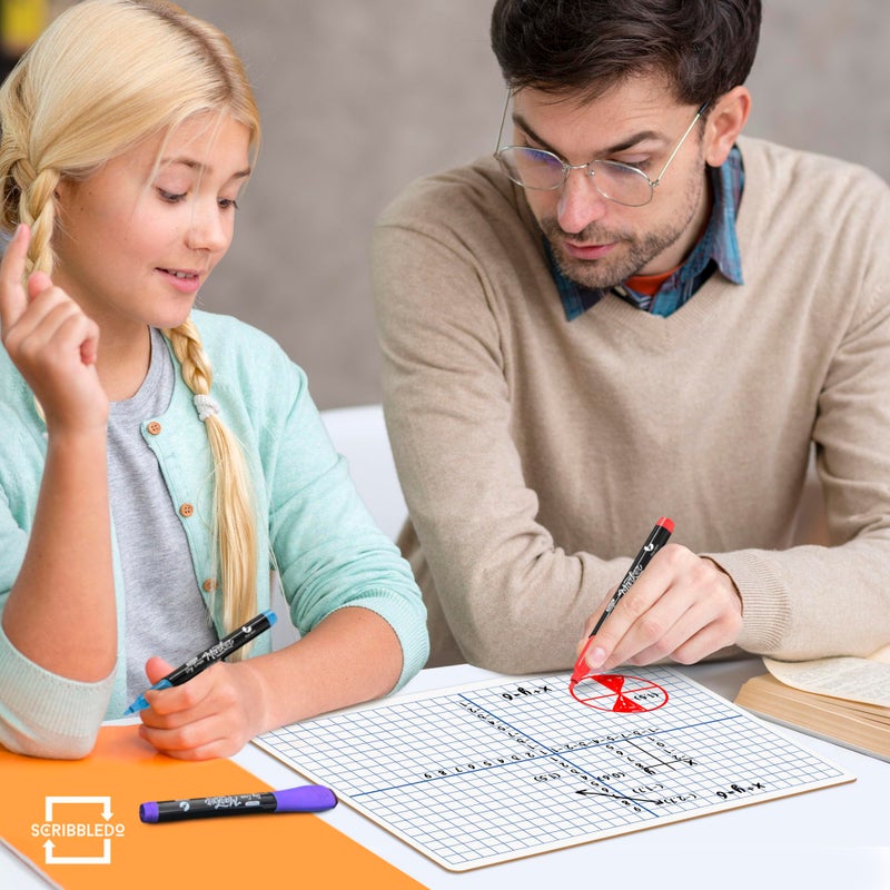 Scribbledo Dry Erase XY Axis Graph Lap Boards 9â€ X 12â€ for Student and Classroom Use Math White Board Double Sided White Board - Image 4